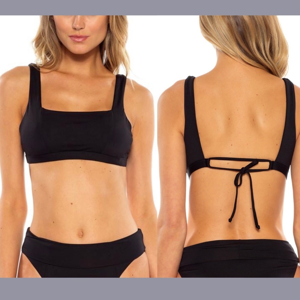 NEW Becca [ Small ] Olivia Bralette‎ Square Neck Bikini Top in Black